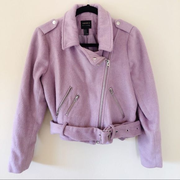 Forever 21 Lavender Fleecey Motorcycle Jacket - Picture 1 of 9